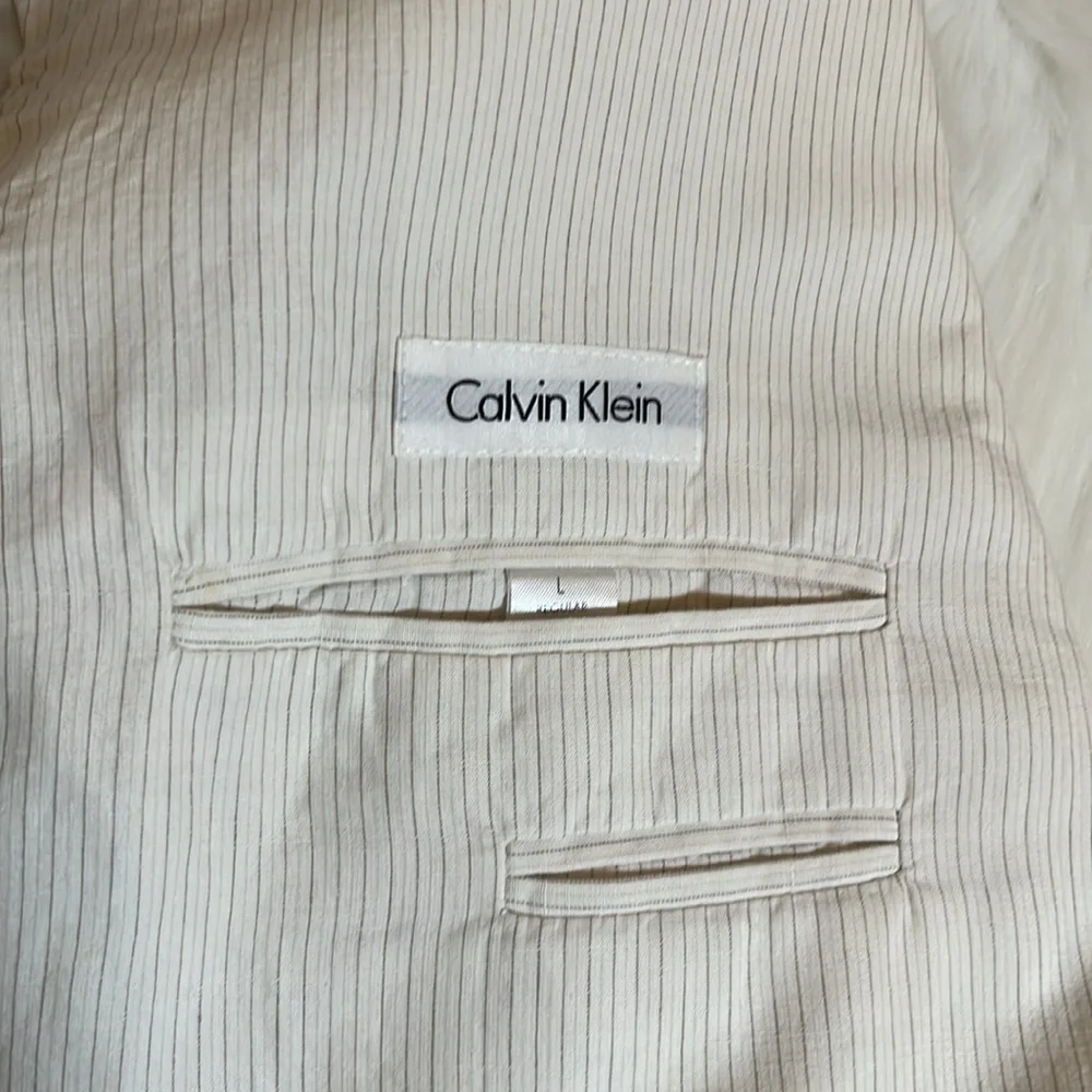 Calvin Klein White Striped Sport Coat Blazer